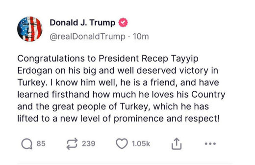 Donald Trump: Cumhurbaşkanı Recep Tayyip Erdoğan’ı tebrik ediyorum