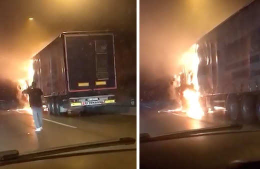 İzmir'deki Bayraklı Tünelleri'nde tır yangını!