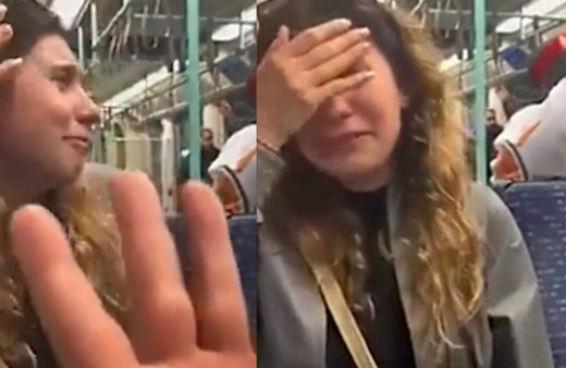 Seçim akşamı tramvayda olay görüntü: AK Parti bayrağını gördü, gözyaşlarına boğuldu! 