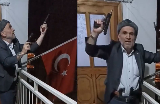 Nereye el atsa silah çıktı! Cephanelik gibi adam seçim zaferini böyle kutladı