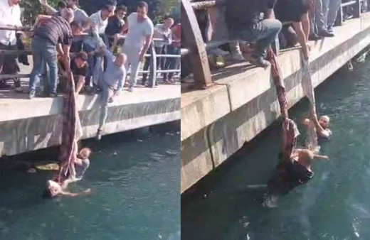 Üsküdar'da denizde can pazarı: Piknik örtüsü ile kurtarmaya çalıştılar