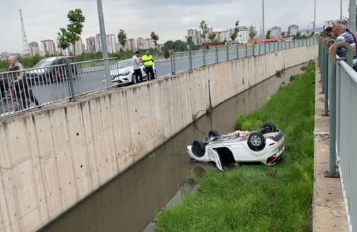 Kayseri'de kanala uçan otomobilin sürücüsü yaralandı
