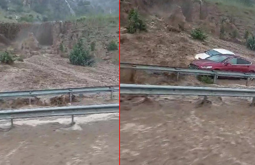 Dağdan gelen çamur 2 aracı böyle yuttu! Korkunç görüntüler ortaya çıktı: Sürücü feci şekilde hayatını kaybetti!
