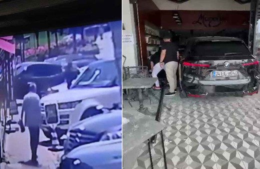 Kontrolden çıktı, pastaneye daldı! Lüks otomobil ortalığı birbine kattı: O anlar kamerada!