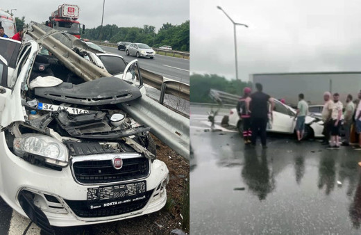 Anadolu Otoyolu’nda korkunç kaza! Bariyerlere ok gibi saplandı: 3 kişi yaralandı