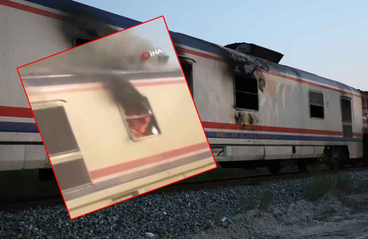 Denizli'de korku dolu anlar! İçi yolcu dolu trenin vagonu alev alev yandı: Yolcular böyle tahliye edildi!