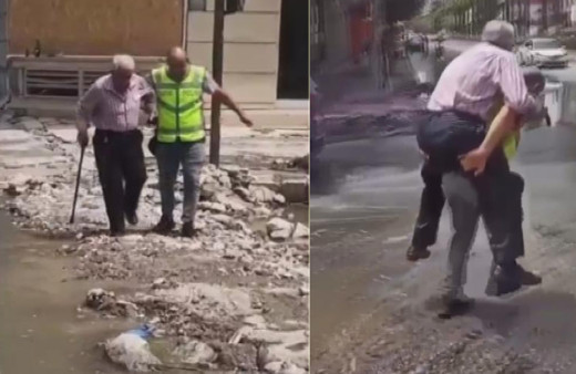 Yaşlı adamı sırtında taşıyan polis, vali tarafından ödüllendirildi