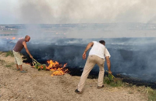 Edirne’de 40 dönüm buğday tarlası ve 500 saman balyası yandı!