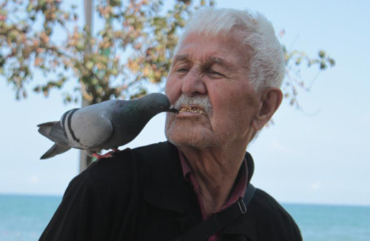 ‘Güvercinci adam’ olarak tanınıyor! Sahilde ağzıyla günde 500 güvercini besliyor...