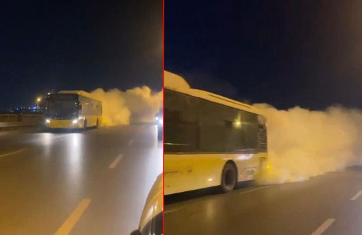 İETT otobüsünü gören hayrete düştü: Dumanlar eşliğinde yoluna devam etti