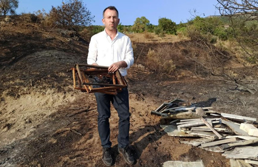 Orman yangınında, 10 yıllık emeği yandı! Binlerce arısı telef oldu!
