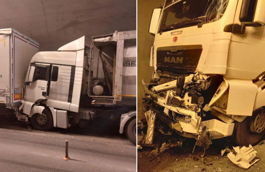 Amasya-Samsun yolundaki tünelde tırlar çarpıştı!