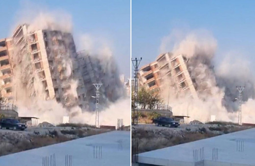 Hatay'da dinamitle patlatılan binalar bir anda yerle bir oldu!