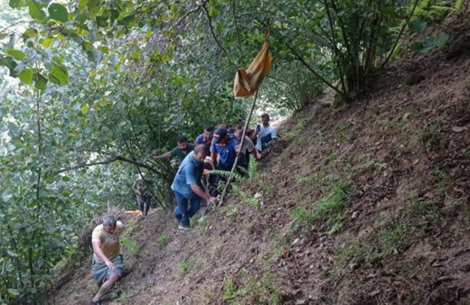 Giresun'da bir kadın fındık toplarken 30 metrelik yamaçtan yuvarlandı!