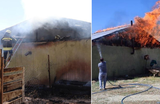 Erzurum'da sobadan çıkan yangında bir ev kül oldu!