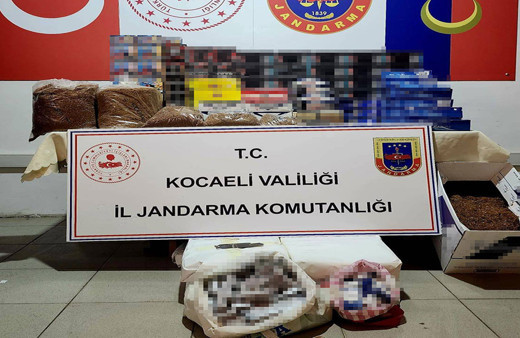 Kocaeli'nde jandarma ekiplerinden makaron operasyonu! 7 bin 180 dolu ve boş makaron ele geçirildi