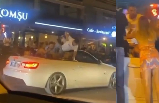 Kuşadası'nda 'Ne baktın' dayağı kamerada!