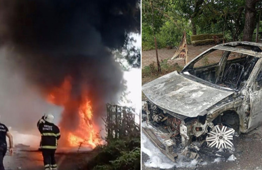 Hatay'da alev alev yanan otomobil kullanılamaz hale geldi!