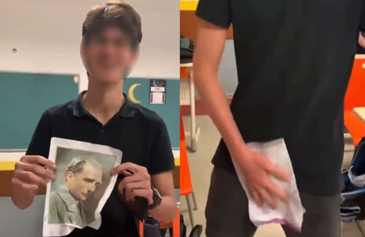 Atatürk'ün fotoğrafına 'müstehcen' hareketler yapan İmam Hatip'li yakalandı