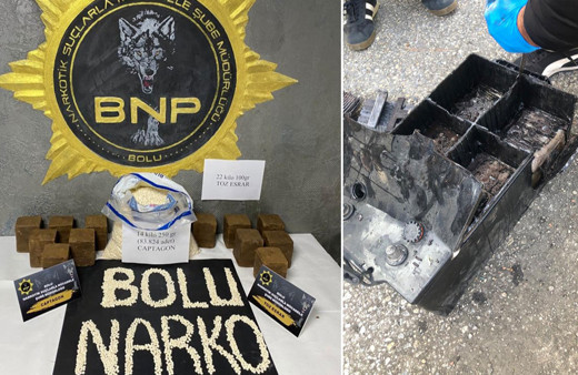 Bolu'da tırın aküsünde 36 kilo 350 gram uyuşturucu ele geçirildi!