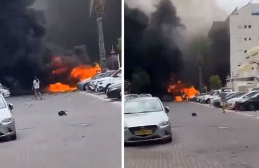 Hamas'ın füze saldırısı başlattığı İsrail'in Aşkelon kentinde kırmızı alarm