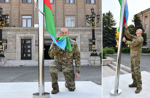 İlham Aliyev, Hankendi ve Hocalı'da Azerbaycan bayrağını göndere çekti!