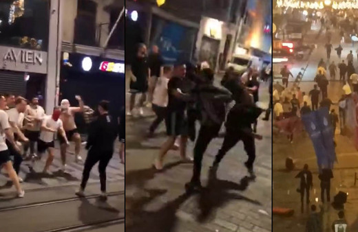 Taksim'de Bayern Münih taraftarı taşkınlık çıkarttı: Masa ve sandalyeler havada uçuştu