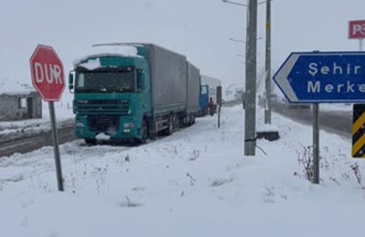 Ardahan'da kar ve tipi nedeniyle tırlar yolda kaldı!