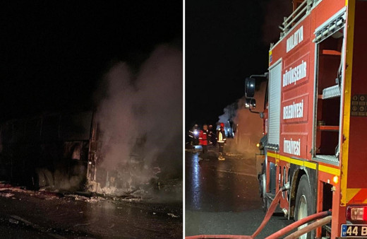 Malatya'da seyir halindeki otobüs yandı!