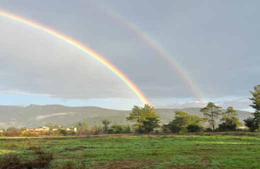 Antalya’da çift gökkuşağı kartpostallık görüntü oluşturdu