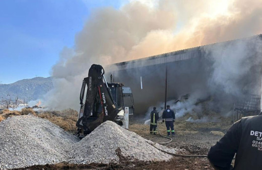 Elektrik kaçağından yangın çıktı, 15 ton saman balyası kül oldu!