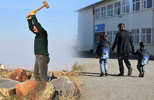 Ekmeğini taştan çıkarıyor Şırnaklı baba taş kırarak 9 çocuğunu okutuyor