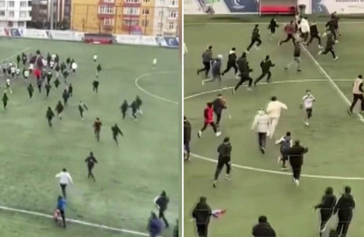 Utandıran görüntüler! U14 maçında 13 yaşındaki futbolculara saldırdılar!