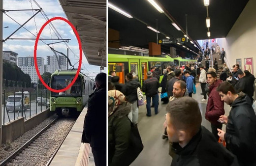 Tellere takılan poşet, metro seferlerini aksattı!