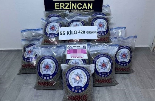 Erzincan'da 55 kilo uyuşturucu ele geçirildi! Piyasa değeri 16 milyon TL!