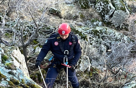 Dağlık alanda uçuruma yuvarlanan 5 keçiyi itfaiye kurtardı