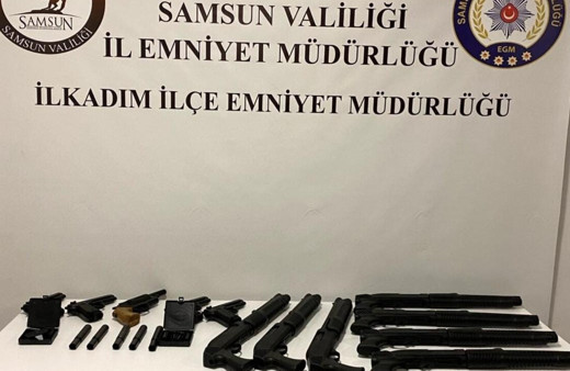 Petshop malzemesi bulunan araçtan çok sayıda silah ele geçirildi