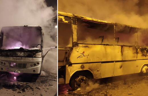 Adana'da kundaklanan park halindeki midibüs yandı!