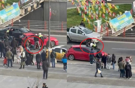 Polislerle tartıştı, arabasını polislerin üzerine sürüp kaçtı!