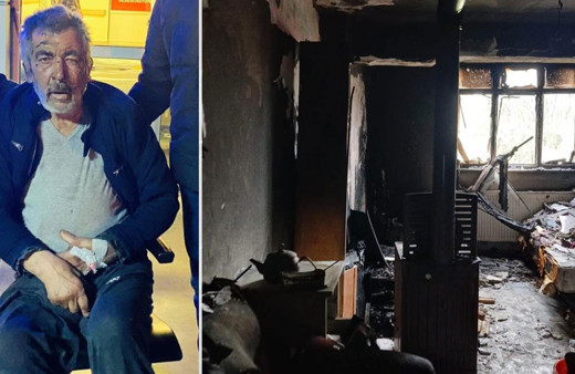 Yangında mahsur kalan yatalak adam kurtarıldı