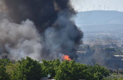 İzmir'de palet atölyesinde çıkan yangın otluk alana sıçradı
