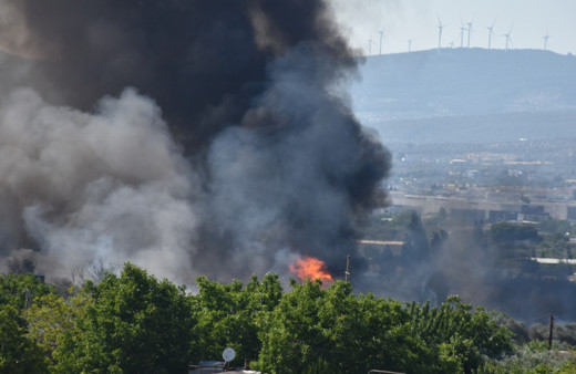 İzmir'de palet atölyesinde çıkan yangın otluk alana sıçradı