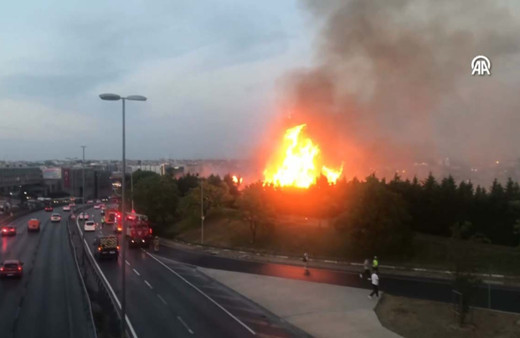 D-100 karayolunda korku dolu anlar! Yol kenarında yangın...