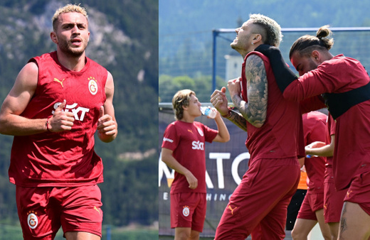 Galatasaraylı futbolcuların antrenmandaki hırslı görüntüsü dikkat çekti!