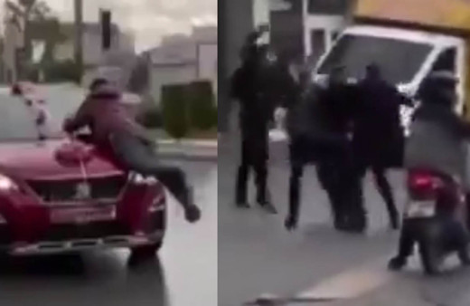 Gelin arabasının önüne atladı, tekme tokat dayak yedi!