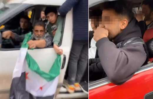 Kutlama yapan Suriyelilerin önünü kesti, gözaltına alındı: "Başlarım Esad'ınıza..."