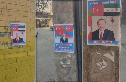 Tebriz sokaklarında ilginç görüntüler! Övgü dolu Erdoğan ve Aliyev afişleri