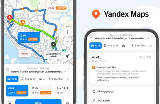 Yandex Maps yeni geliştirdiği özelliğiyle güzergah boyunca yol ücretlerini gösteriyor