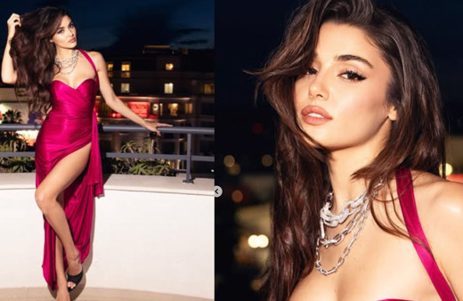 31 yaşındaki Hande Erçel derin yırtmaçlı elbisesi ile yıktı geçti