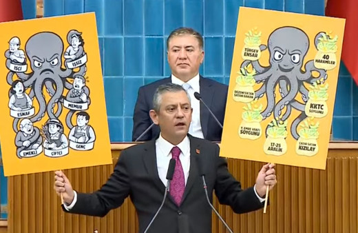 Erdoğan'a ahtapot yanıtı olay oldu Özgür Özel kürsüde ahtapotu gösterdi